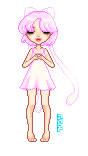 pixel art of girl dressed like the pokemon mew