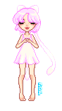 pixel art of girl dressed like the pokemon mew